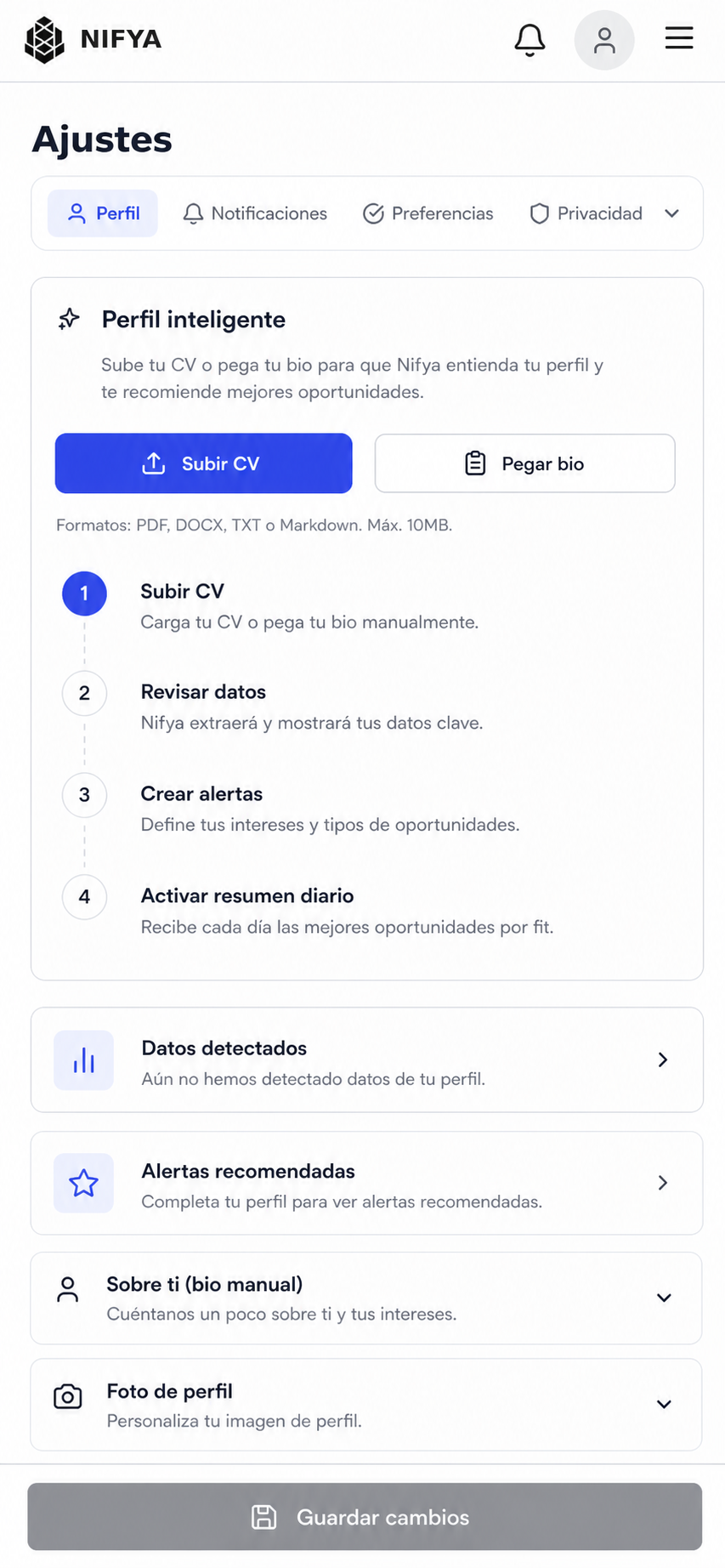 Mobile settings redesign v1